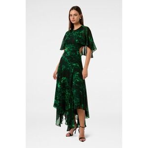 Ever New Otis Green‎ Emerald Leopard Print Hanky Hem Maxi Dress